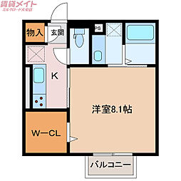 キートスマルカC 1Kの間取図画像