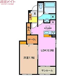 ひよこのいえ2 A 1LDKの間取図画像