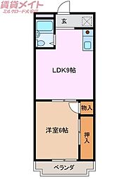 アークビレッジA 1LDKの間取図画像