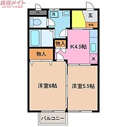 アンレーヴ 2Kの間取図画像