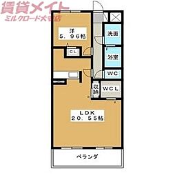 スターシンフォニー 1LDKの間取図画像