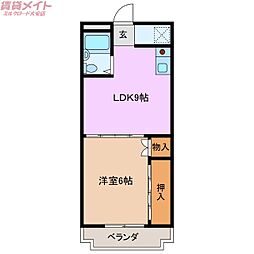 アークビレッジA 1LDKの間取図画像