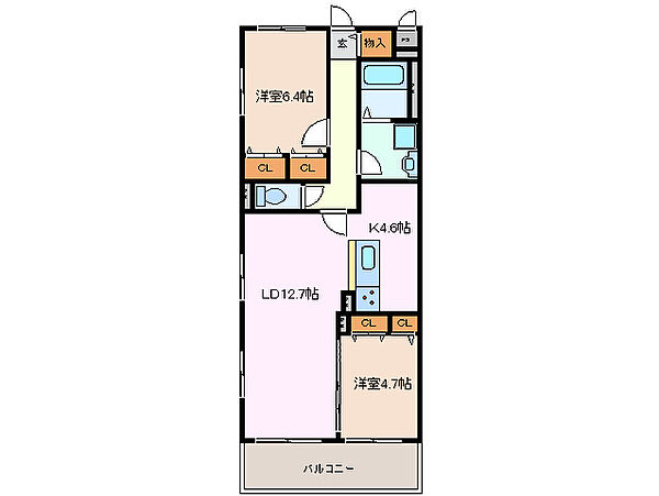 グランドール 201｜三重県四日市市赤堀南町(賃貸マンション2LDK・2階・65.00㎡)の写真 その2