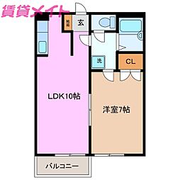 パビリオンウネメ 1LDKの間取図画像
