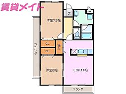 フェアリーテールマンション 3階2LDKの間取り