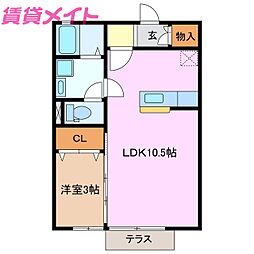 コモド楠3 1LDKの間取図画像