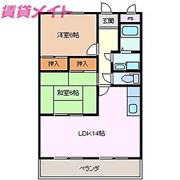 エレガントレーベンA 2LDKの間取図画像