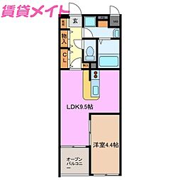クオーレトラスト3 1LDKの間取図画像