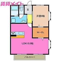 エステートK 1LDKの間取図画像