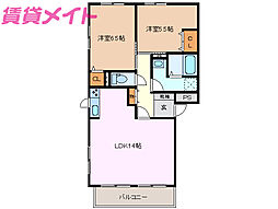 グローリークラウン 2LDKの間取図画像