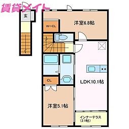 洸2 2LDKの間取図画像
