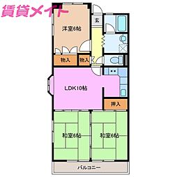 コスモシティ日永 3LDKの間取図画像