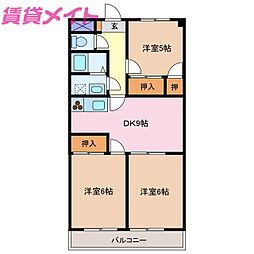 リヴェール日永 3DKの間取図画像