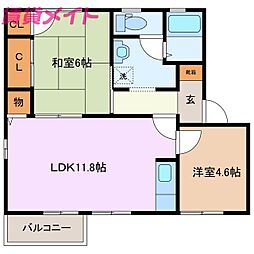 ウィンディークスB 2LDKの間取図画像