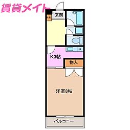 ハイマンション日永西B 1Kの間取図画像