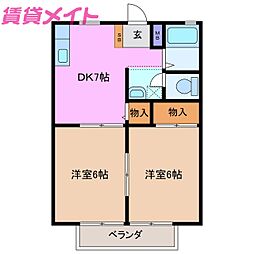リ・スタートB 2DKの間取図画像