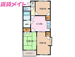 サンヒルズ 3DKの間取図画像