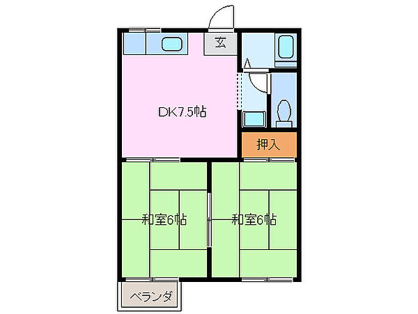 三重県鈴鹿市平田２丁目(賃貸アパート2DK・2階・39.60㎡)の写真 その2