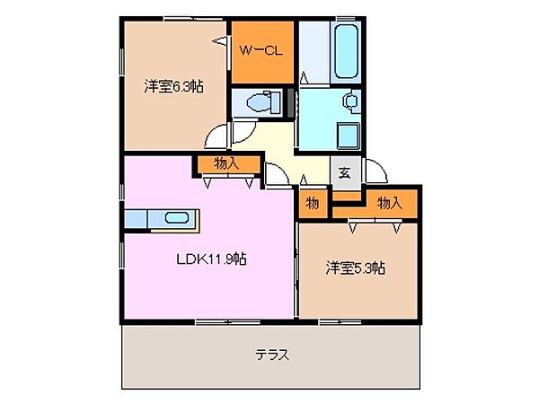 三重県鈴鹿市高岡台４丁目(賃貸アパート2LDK・1階・58.47㎡)の写真 その2