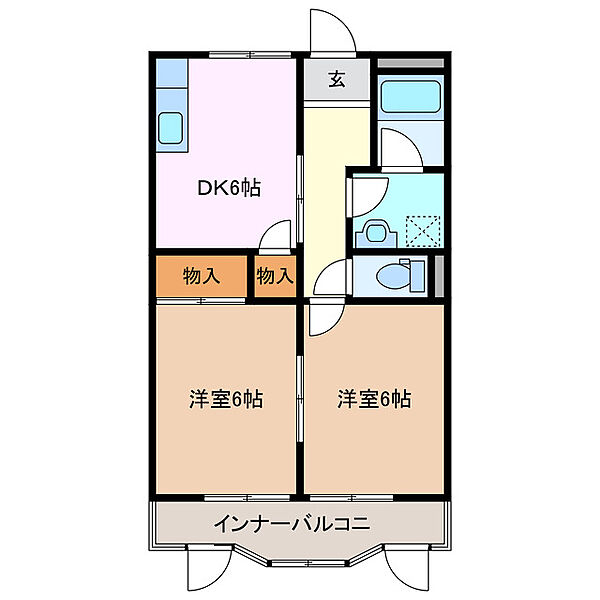 三重県鈴鹿市道伯２丁目(賃貸マンション2DK・3階・39.60㎡)の写真 その2