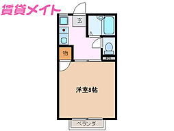 エチュディアン 1Kの間取図画像