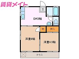 コーポサン 2DKの間取図画像