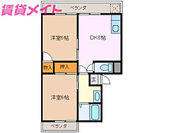 レイクアメリカ物語 2DKの間取図画像