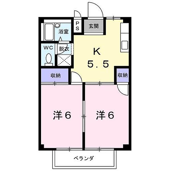 コーポウィンフィールドＢ棟 2A｜三重県鈴鹿市岡田２丁目(賃貸アパート2K・2階・39.74㎡)の写真 その2