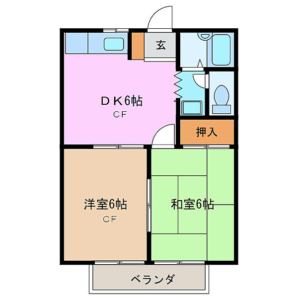 コーポプラネット 101｜三重県亀山市能褒野町(賃貸アパート2DK・1階・39.60㎡)の写真 その2