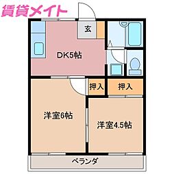 コーポ杉谷3 2DKの間取図画像