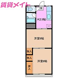 メゾン富士 2Kの間取図画像