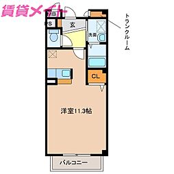 マルベリー2 ワンルームの間取図画像