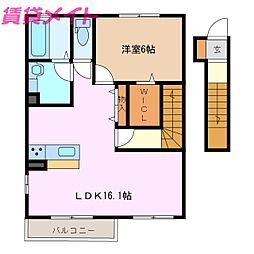 アラビアン 1LDKの間取図画像