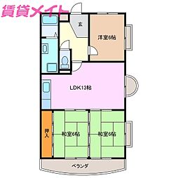 アバンハウス2 3LDKの間取図画像
