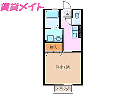 プリシェール平田A 1Kの間取図画像