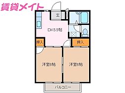 コーポ"ウィンフィールド"B 2Kの間取図画像