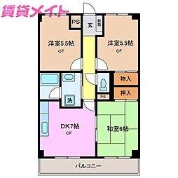 グリーンヒル山の手 3DKの間取図画像