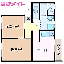 SunLumiereBLD.HIRATAA棟 2DKの間取図画像