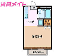 コーポ谷口 1Kの間取図画像