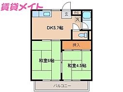 コーポ平田 2DKの間取図画像