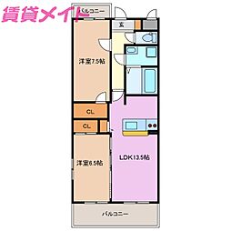 グランドパレス 2LDKの間取図画像