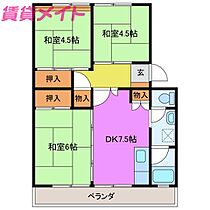 三重県津市上浜町4丁目（賃貸マンション3DK・2階・59.30㎡） その2