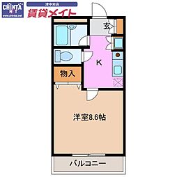 サザンブリーズシミズ 1Kの間取図画像
