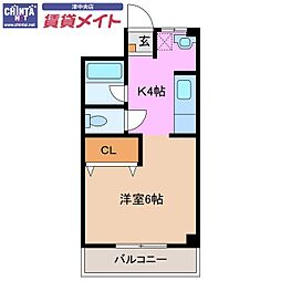 コーポイトウ 1Kの間取図画像