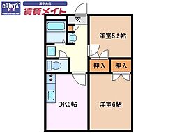 大谷第2 2DKの間取図画像