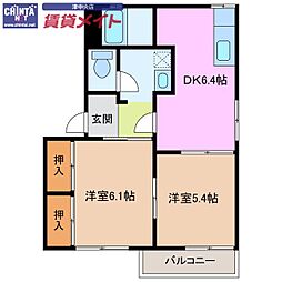 サンライズ21B 2DKの間取図画像