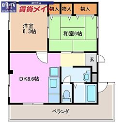 津興第1ビル 2DKの間取図画像