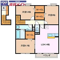 GraceAvenue一身田B 3LDKの間取図画像