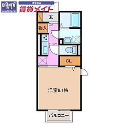 ラルーチェ上浜 1Kの間取図画像