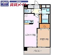 エムズフィオレ 1LDKの間取図画像